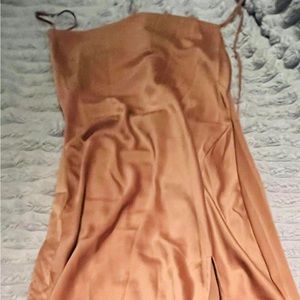 Bronze satin midi dress